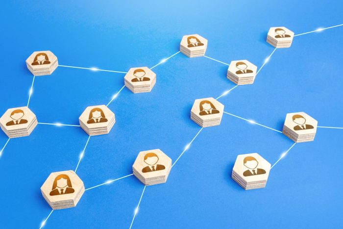 Connections between people. Communication coordination, knowledge sharing. Equal distribution of duties, high autonomy of units. Collaboration, teamwork. An effective business relationship system